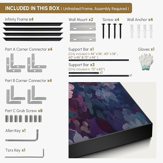 SIGNWIN 46"x60" Extra Large Framed Wall Art Bold Peony Bloom in Colorful Impressionist Style, Lush Floral for Home Living Room Bedroom Decor (Frame Assembly Required)