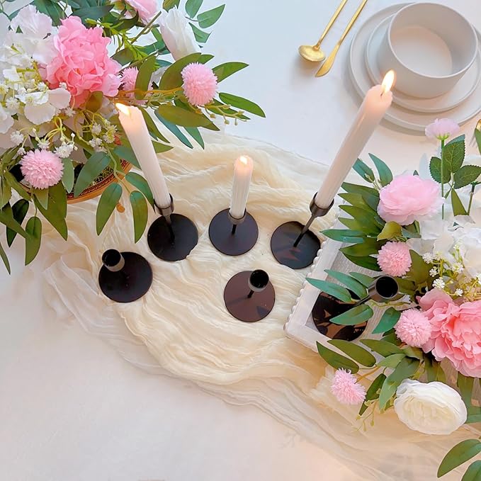 Black Taper Candle Holders for Wedding Table Centerpiece,Tall Taper Candlestick Holders Bulk Set of 6,Metal Candle Stick Holder Decor for Table or Mantel Centerpiece, Dinning, Party Home Decor