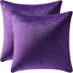 26x26 Euro Pillow Covers : 2 Pack Cozy Soft Velvet Oversized Couch Pillow Shams, Square Throw Pillow Cases for Living Room Sofa, Purple