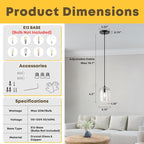 Pendant Light for Kitchen Island, Black Modern Crystal Glass Modern Pendant Lights, Dome Pendant Light in Kitchen Island, E12 Bulb Indoor Island Pendant Lights,for Dining Room,Living Room
