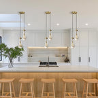 Modern Raindrop Pendant Lights, Brass Cluster 2-Light Pendant Lights Kitchen Island, Gold Bedside Pendant Lighting, Adjustable Suspension Cord for Dining Room,Bathroom,Bedroom,Bulb Included