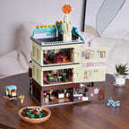 Flower Cafe House Building Set with Lights, 1876 PCS City Street Corner Shop Construction Model, Art Architecture Modular Building Block Kit Home Decor, Gift for Adults Teens Boys Girls 12+