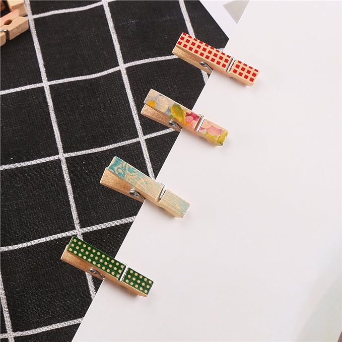 DECORA 3.5cm/1.38in Colorful Painted Wood Clothespin 100 Pieces for Photo Clips Scrap Booking Crafts Gift Wrapping