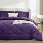 CozyLux King Size Comforter Set Purple - 7 Pieces Bed in a Bag King, Luxury Soft Bed Set for All Seasons, Bedding Set with Down Alternative Comforter, Sheets, Pillowcases & Shams