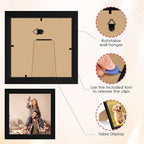 FIXSMITH 5x5 Picture Frame Set of 4, 5x5 Photo Frames with HD Plexiglass for Wall Hanging or Tabletop Display, Black
