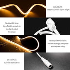 Outdoor LED Strip Lights Warm White, Neon Rope Lights 3000K IP65 Waterproof 24V DC with RF Remote, Neon Light Strip Dimmable Cuttable for Bedroom Under Cabinet Mirror House Pool 26FT