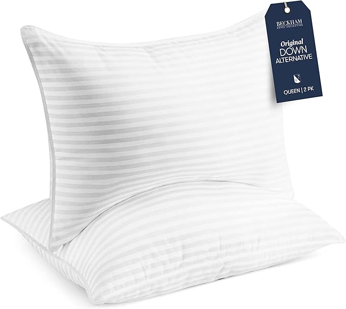 Beckham Hotel Collection Bed Pillows Standard / Queen Size Set of 2 - Original Soft Down Alternative Pillow for Sleeping - Soft Support for Back, Stomach or Side Sleepers