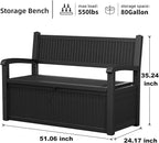 80 Gallon Storage Bench Waterproof and Lockable,Deck Box Outdoor Storage Furniture for Patio,Garden,and Porch – Perfect for Storing Garden Tools and Cushions(Black)