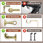 Brushed Gold Curtain Rods 18 to 88 in,Wraparound Curtain Rods,Adjustable Length,1 in Diameter Pipe,Wall or Ceiling Mounted,for Bedroom and Living Room (Brushed Gold 18” to 88”)