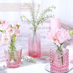 Pink Glass Bud Vase Set of 24, Small Flower Vases for Centerpieces in Bulk, Mini Vintage Vase for Wedding Decor, and Home Table Décor