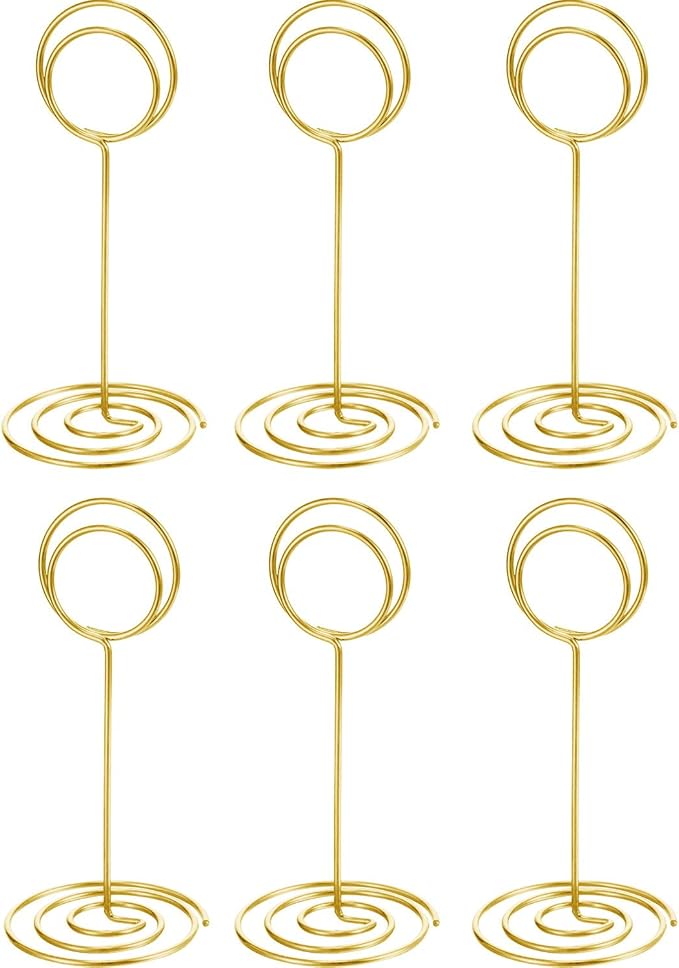 TecUnite 24 Pieces 3.35 Inch Table Number Holder Place Card Photo Holder Picture Name Menu Clips Memo Cards Stand for Wedding Reception Anniversary Birthday Party Centerpieces (Gold)