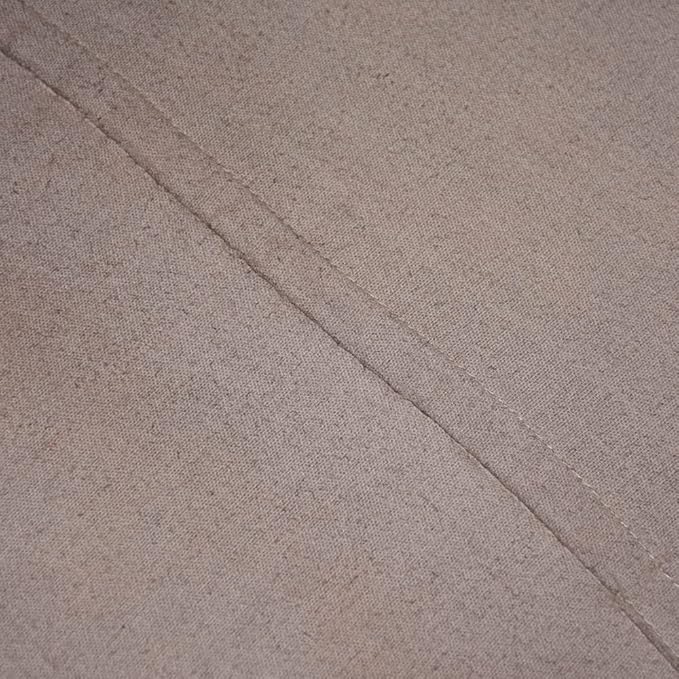 PF12 Round Shaped Goat Leather Handmade Eco-Friendly Brown Pouf - 21" x 21" x 12", Plain Solid, Recycled Cotton Filled