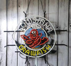 Neon Signs Beer Bar Louisiana Crawfish With Circle Border Glass Neon Signs for Office Pub Cafe Party Man Cave Neon Light Art Wall Lights 24 X 20 Inches