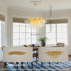 24 Inch Gold Chandelier,Modern Crystal Chandeliers for Dining Room,Round Branch Chandelier,Mini Ceiling Pendant Hanging Light Fixtures for Living Room,Bedrooms,Kitchen Island 8-Light