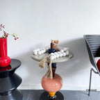 OMISHE 76" Long Extra Large Wood Bead Garland with 1.6" Diameter Wooden Beads and Tassels, Rustic Farmhouse Country Decorative Beads for Home Tiered Tray Decor, Rustic White