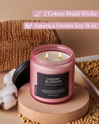 M&SENSE Cherry Blossom Scented Spring Candle, 70 Hours Long Lasting Soy Wax 11.6oz Stress Relief Aromatherapy Candles, Romantic Gifts for Women, Glass Jar for Bedroom Decor