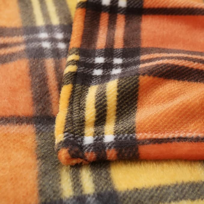 MERRYLIFE Throw Blanket for Couch Orange Plaid Chair Throw Blanket| Soft Decorative Ultra-Plush Colorful| Throw Size Travel Blanket Plush|(50" 60", Harvest Plaid)