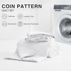 Love's cabin Twin Quilt Set White Bedspreads - Soft Bed Summer Lightweight Bedspread Comforter - Modern Style Coin Pattern Coverlet for All Season - 2 Pieces (1 Quilt, 1 Pillow Sham)