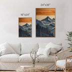 Tinonedraw Metal Mountain Framed Canvas Wall Art, Boho Mountains Artworks, Mid Century Modern Blue Ridge Wall Decor, Vintage Nature Forest Sunset Art Print for Living Room Bedroom Office 24"x36"x3
