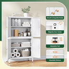 Letaya Storage Cabinet with Doors and Shelves,Small Freestanding Bathroom Floor Metal Cabinets -White