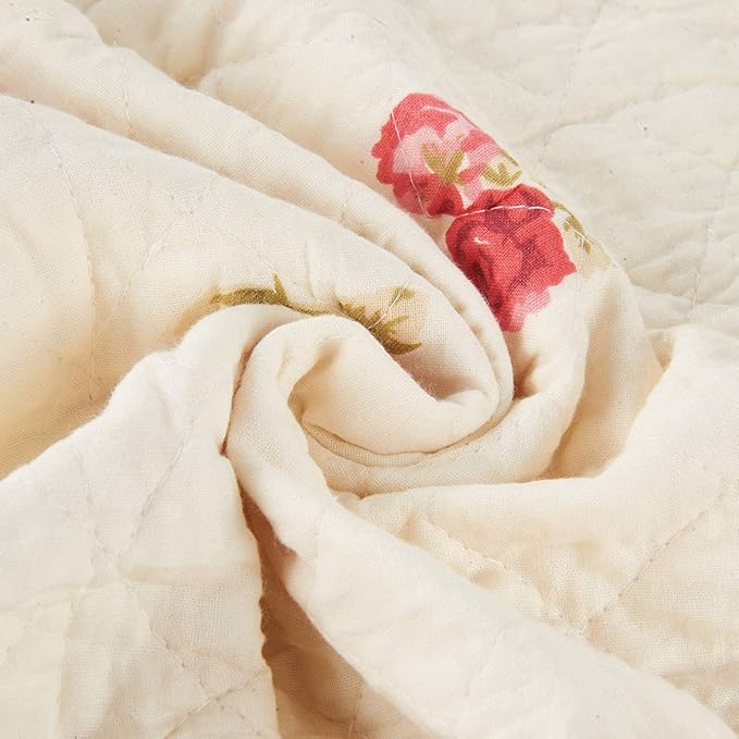 Cozyholy Original 100% Cotton Patchwork Quilt Full Queen Size Pink Floral Bedspread Coverlet Reversible Vintage Shabby Chic Quilted Throw Blanket Bed Quilt Cover for Couch Sofa
