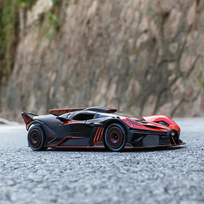 Toy Car Model for Bugatti Compatible with 1:24 Bugatti Bolide Alloy Diecast Car Toy with Lights and Music, Pull Back Car Toys for Kids Boys Girls Gift (Red)