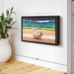 ElephantStock Baseball In Stadium Wall Art - Horizontal Framed Canvas - 1-Piece Living Room Wall Decor - Car Photography Canvas Print - Brown and Beige Decor for Wall - 13" X 9"