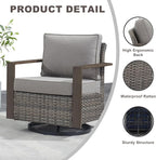 Outdoor Patio Swivel Rocker Chairs - Wicker Rattan Patio Swivel Rocking Chairs Set of 2 with Metal Wide Armrest, Thick Cushions and Deep Seating for Deck Porch Sunroom Garden(Mixed Grey/Grey)