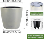 Dexceder 15x14 Self Watering Planter with Wheels Indoor Outdoor, Inner Pot Design, Thickened Large Floor Standing Flower Plant Pot with Water Level Indicator (Grey Gold Crackle)