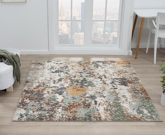 Keen Home Design Area Rugs - 10ft Round Non-Shedding, Abstract Rugs for Kitchen, Living Room, Bedroom, Dining Room, Entryway - Size: 10' Square, Multi