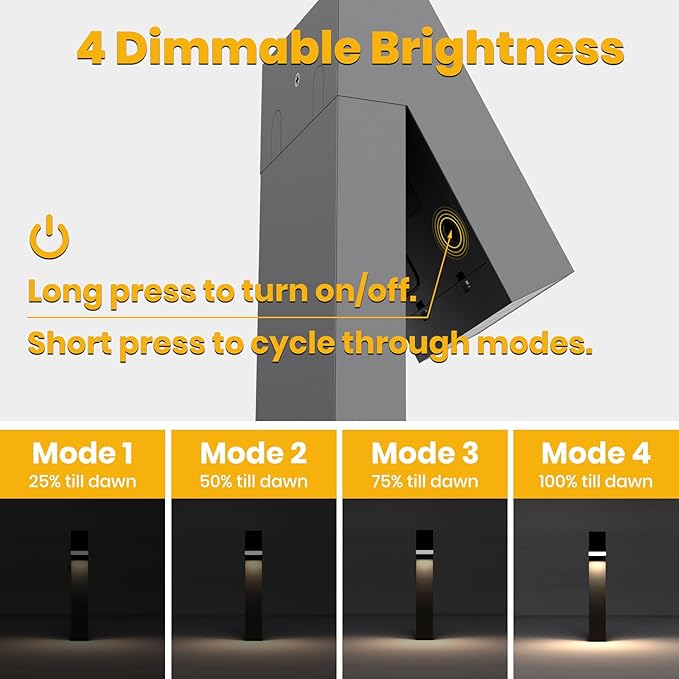 Solar Walkway Light, Dimmable Metal Solar Pathway Light Outdoor IP65 Waterproof, 3000K 500LM Solars Yard Lights for Yard Garden Patio Landscape Lawn