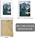8x11 Picture Frame with Real Glass - Display Pictures 6x9 with Mat or 8 x 11 without Mat, Photo Frame for Wall or Table Top Display(White, 3 Pack)