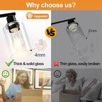 Black Chandeliers, 6 Light Dining Room Light Fixtures Over Table, Farmhouse Chandeliers for Dining Room with Clear Glass Shade for Kitchen Island Living Room Bedroom Bathroom, Height Adjustable