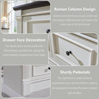 Farmhouse 9 Drawers Dresser for Bedroom, 55" Wide Large Dressers & Chests of Drawers w/Roman Column, Storage Dressers Organizer for Bedroom, Hallway, Living Room, White