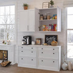 FIMELLO 60" Laundry Room Wall Cabinets with Adjustable Shelf, Large Wall Storage Cabinet, White Wall Cabinet with Doors, Upper Kitchen Cabinet, Cabinets for Laundry, Bathroom, Kitchen -White