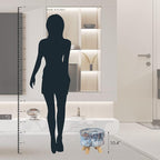 Asense Small Round Ottoman Foot Rest Stool Linen Padded Seat Footstool Ottoman with Anti-Slip Wooden Legs (Assorted Blue,Linen)