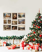 KBKBART Christmas Wall Art Prints Set of 10, Winter Christmas Picture Wall Decor Santa Xmas Tree Forest Canvas Artwork, Snow Scene Street Christmas Aesthetic Posters for Bedroom, Vintage Christmas Holiday Decor - Unframed
