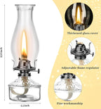 Tuanse 2 Pcs Oil Lamps for Indoor Use Vintage Hurricane Emergency Glass Oil Lamps Large Lantern Classic Decorative Oil Lamp for Home Tabletop Emergency Lighting Supplies (Clear, Black)