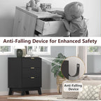 Fluted Dresser for Bedroom,3 Drawer Dresser for Closet,Storage Cabinet and Chest of Drawers with Gold Handle,TV Stand,Storage Organizer for Living Room,Hallway,Entryway,Black