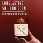 Fall Candles - 'It's Fall Yall' Candle w/Apple Cinnamon & Nutmeg I Infused with Essential Oils I Autumn Scented Candles I Cozy Cute Décor Gifts I 9oz Jar I 50Hr Burn I Made in USA