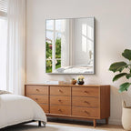 YIROMAN Bathroom Mirror 36"x40", Large Brushed Silver Bathroom Mirror for Over Sink with Aluminum Frame, Rectangular Vanity Mirror with Right Angle, Wall Mirror Hangs Horizontal or Vertical