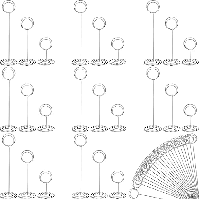 24 Pieces Table Number Holders 3 Size Place Card Holder Menu Table Sign Holder Tabletop Sign Memo Note Card Photo Stand Clips for Wedding Party
