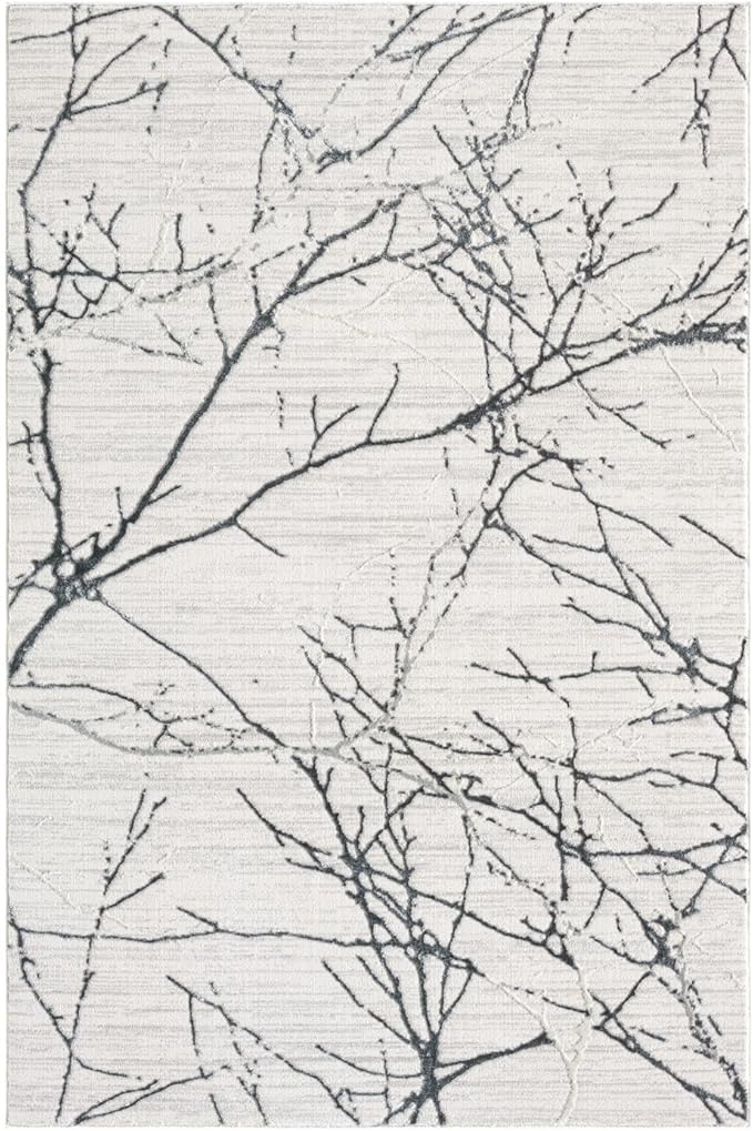 LUXE WEAVERS Modern Abstract Nature Cream Gray 4x6 Area Rug, Non-Shedding Carpet