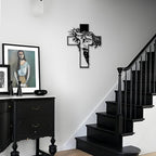 Black Jesus Crosses Wall Decor Crosses Metal Wall Art Suitable For Christmas Religious Home Living Room Wall Sculptures Rustic Church Decor Baptism Gift Ideas 9.84 * 12.59" in