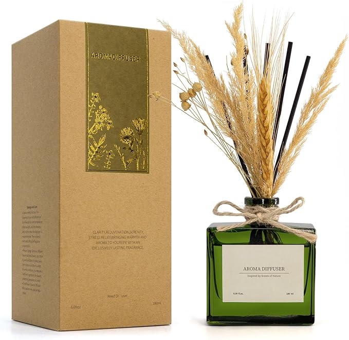 Reed Diffuser, 6.09 oz OrangeGrove Scent Diffuser with Sticks & Dried Flowers, 120 Days Long Lasting Reed diffusers for Home, Elegant Fragrance for Bathroom Bedroom Office Decor, Air Fresh