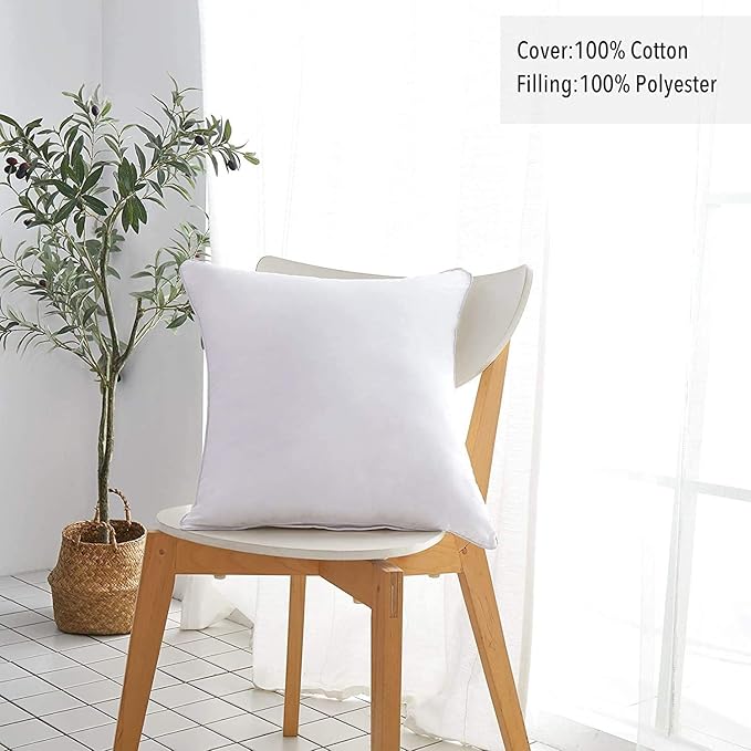 Oubonun 26 x 26 Pillow Inserts - Set of 2 - 100% Cotton Cover - 26 Inch Square - Decorative Pillow Inserts - White