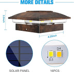 VOLISUN Solar Post Cap Light Outdoor 16pack,Solar Deck Fence - Post Lights Waterproof for 4x4 Wooden/4x4 Vinyl, with Warm White/Cool White for Garden/Patio/Porch