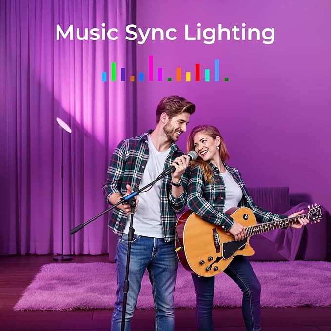 Smart Floor Lamp, 2800LM RGBWW Standing Lamps for Living Room with Smart App & Voice Control, 69.3in Torchiere Floor Lamps Color Changing, 350°Rotating LED Tall Lamp for Bedroom Office Gaming Party