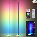 Corner Floor Lamp 2 Pack,RGBICW LED Corner Lamp with 1300lm Smart Modern Floor Lamp,App & Remote Control,Music Sync,Color Changing Standing Lamp for Bedroom Living Room and Gaming Rooms