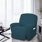 Easy-Going 4 Pieces Oversized Recliner Stretch Sofa Slipcover Sofa Cover Furniture Protector Couch Soft with Elastic Bottom Polyester Spandex Jacquard Fabric Small Checks DeepTeal,X-Large